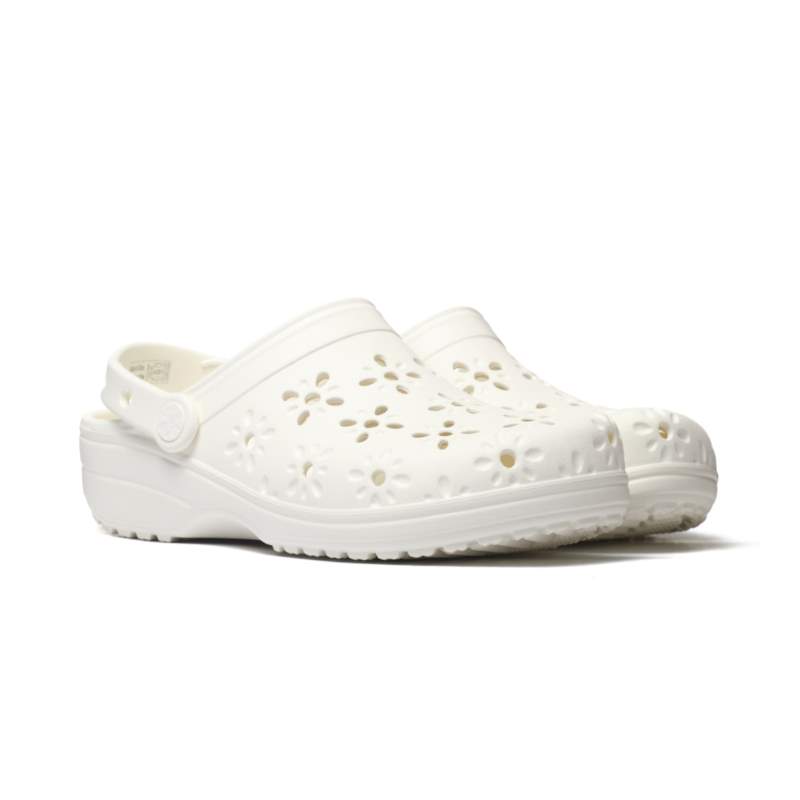 Crocs CLASSIC FLORAL CUT OUT CLOG CHALK 210927-0WV
